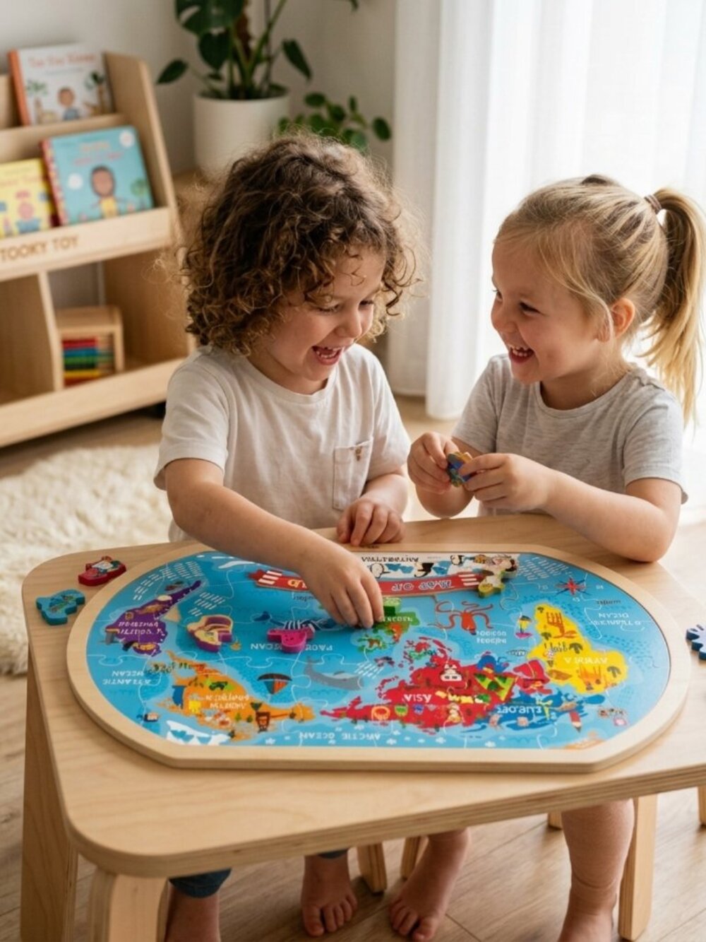 Montessori Wooden World Map Puzzle – Educational Toy for Kids
